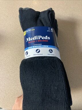 Men’s Black Non-Binding Cushioned Crew Socks - 6 Pack